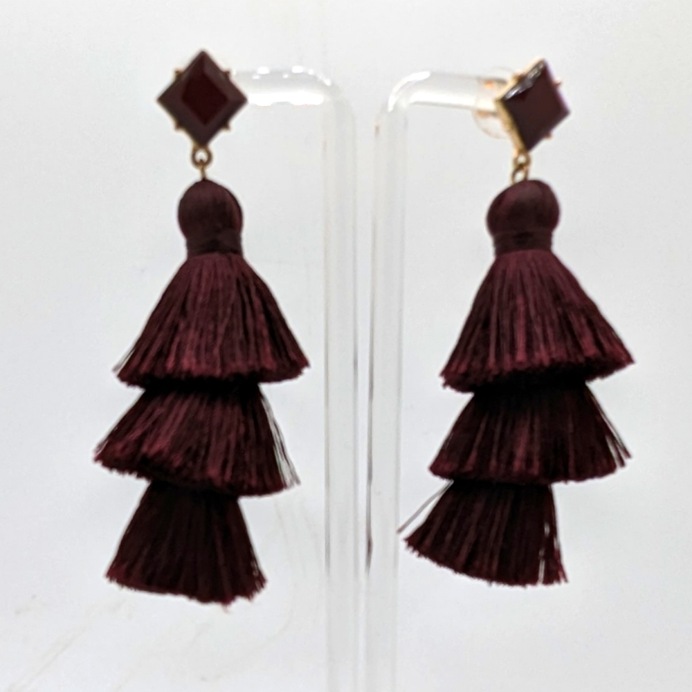 Baublebar Maroon Fringe earrings with gold trim